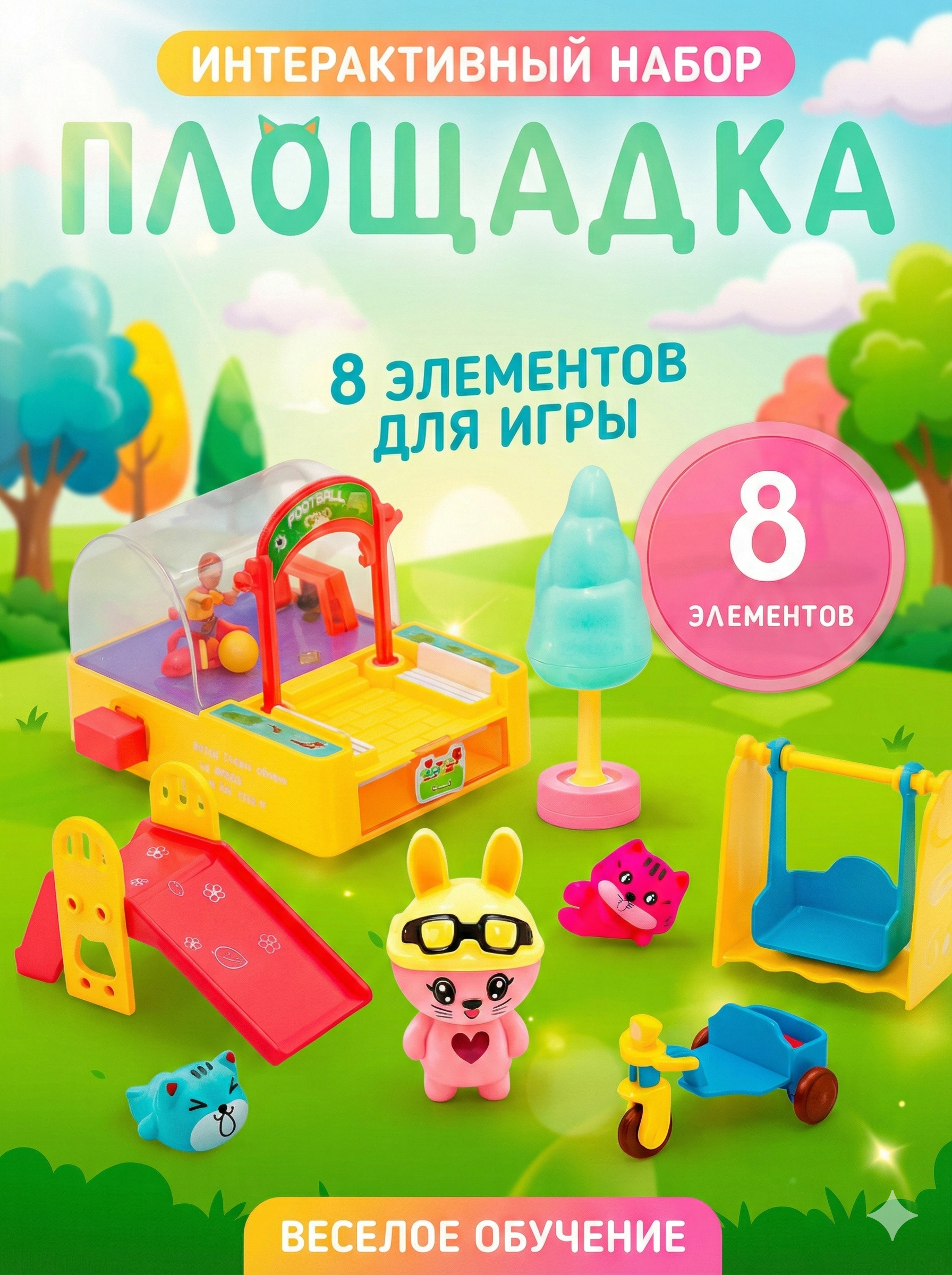 Игровой набор SHARKTOYS Спортивная площадка для котят - фото 1