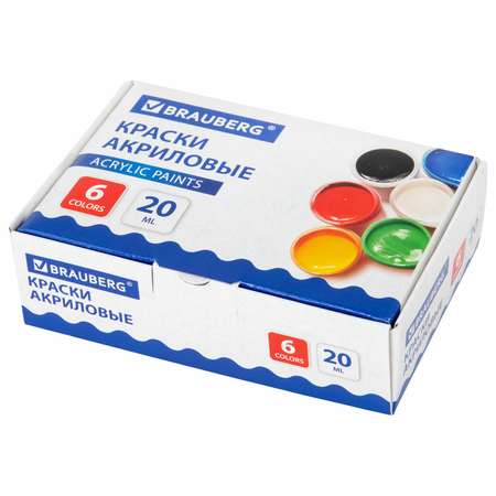 Краски акриловые Brauberg 6 цв.