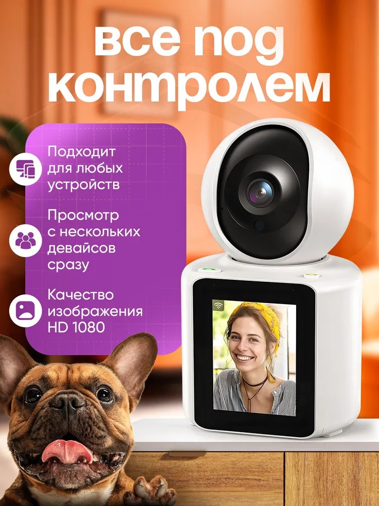 Камера видеонаблюдения Wi-Fi CASTLELADY поворотная с динамиком видеоняня - фото 7