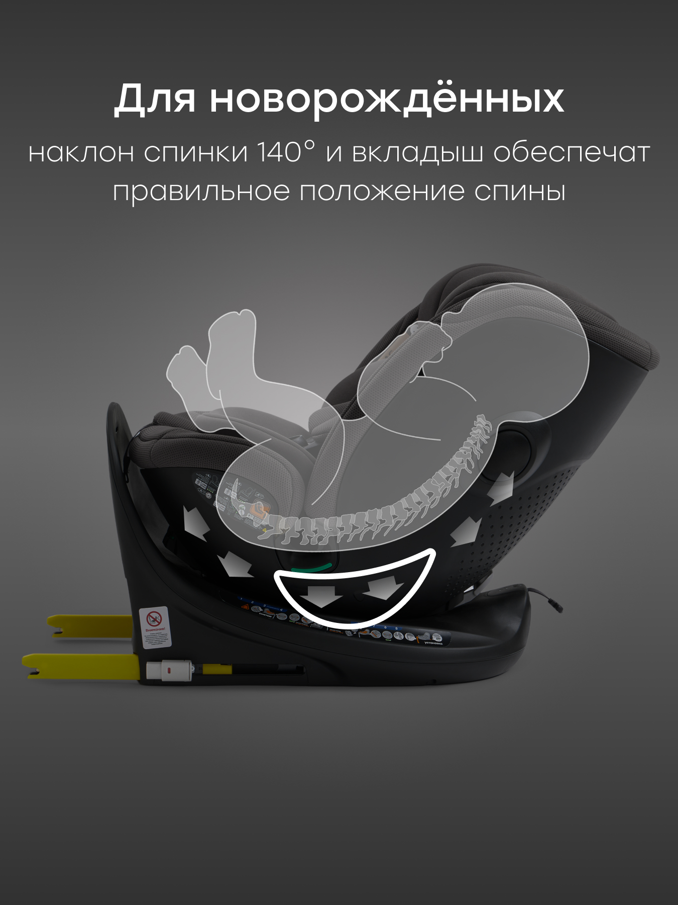 Автокресло Happy Baby Kidster Isofix 0+/1/2/3 (0-36 кг) серый - фото 5