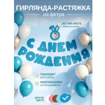 Гирлянда-растяжка Mimibabybook С Днем Рождения из фетра синяя