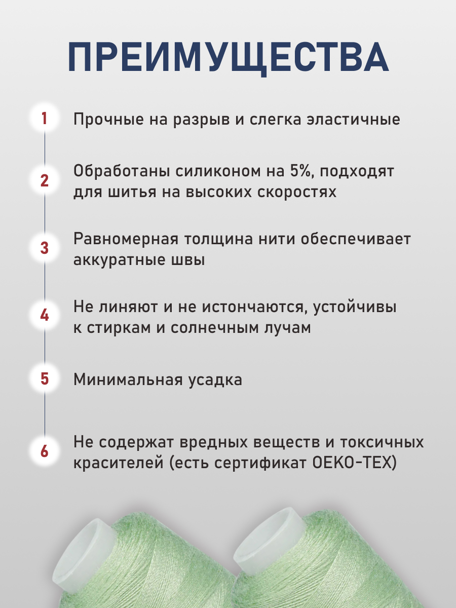 Нитки для шитья 40/2 Bestex 10шт цв 122 - фото 3