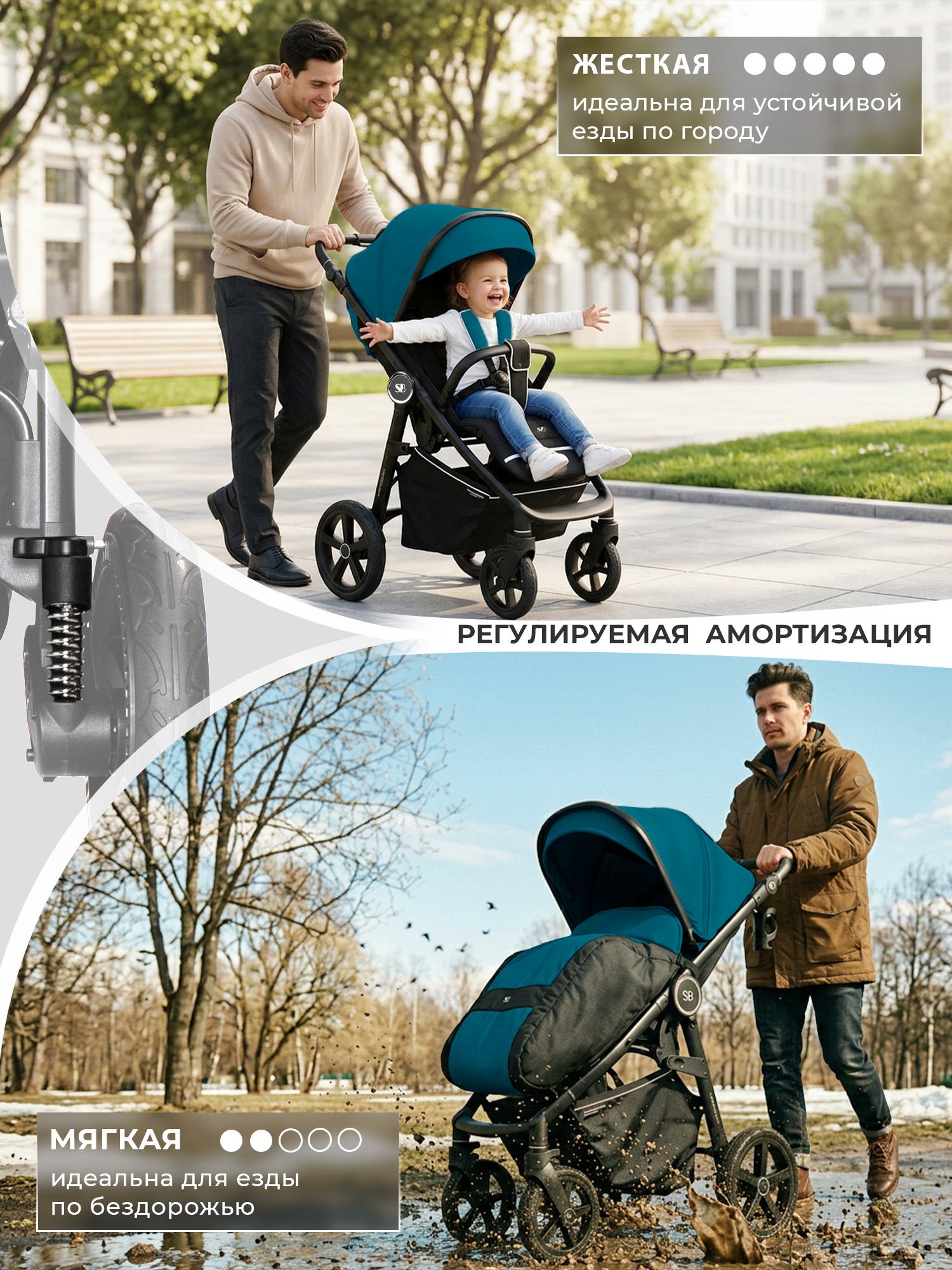 Коляска прогулочная Sweet Baby Contente Plus Basic Dark Green зеленый - фото 2