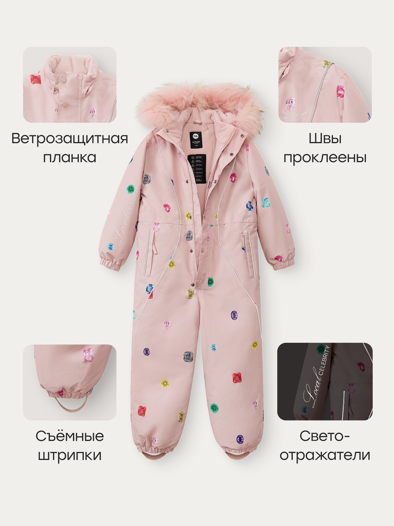 Комбинезон Happy Baby 89113-1_pink(gems) - фото 3