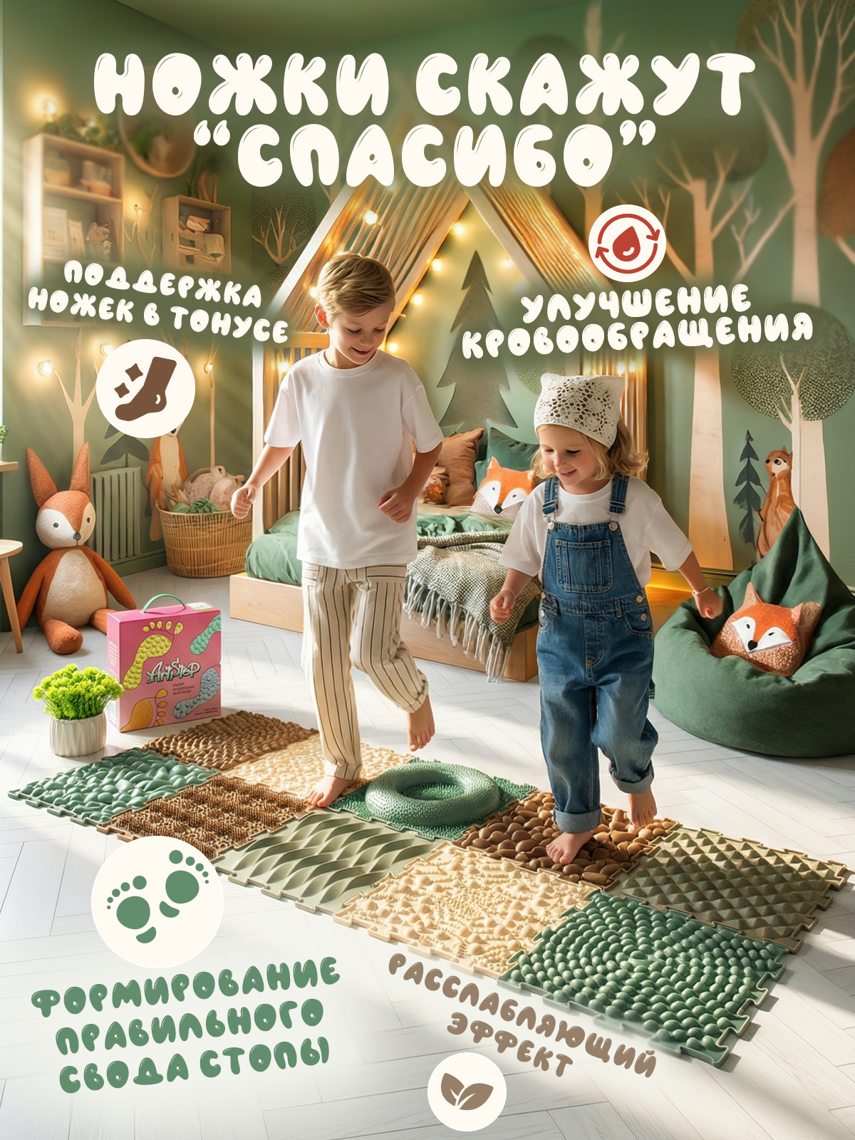 Коврик-пазл ARTSTEP массажный развивающий детский 25 x 235 см 10 шт. - фото 6