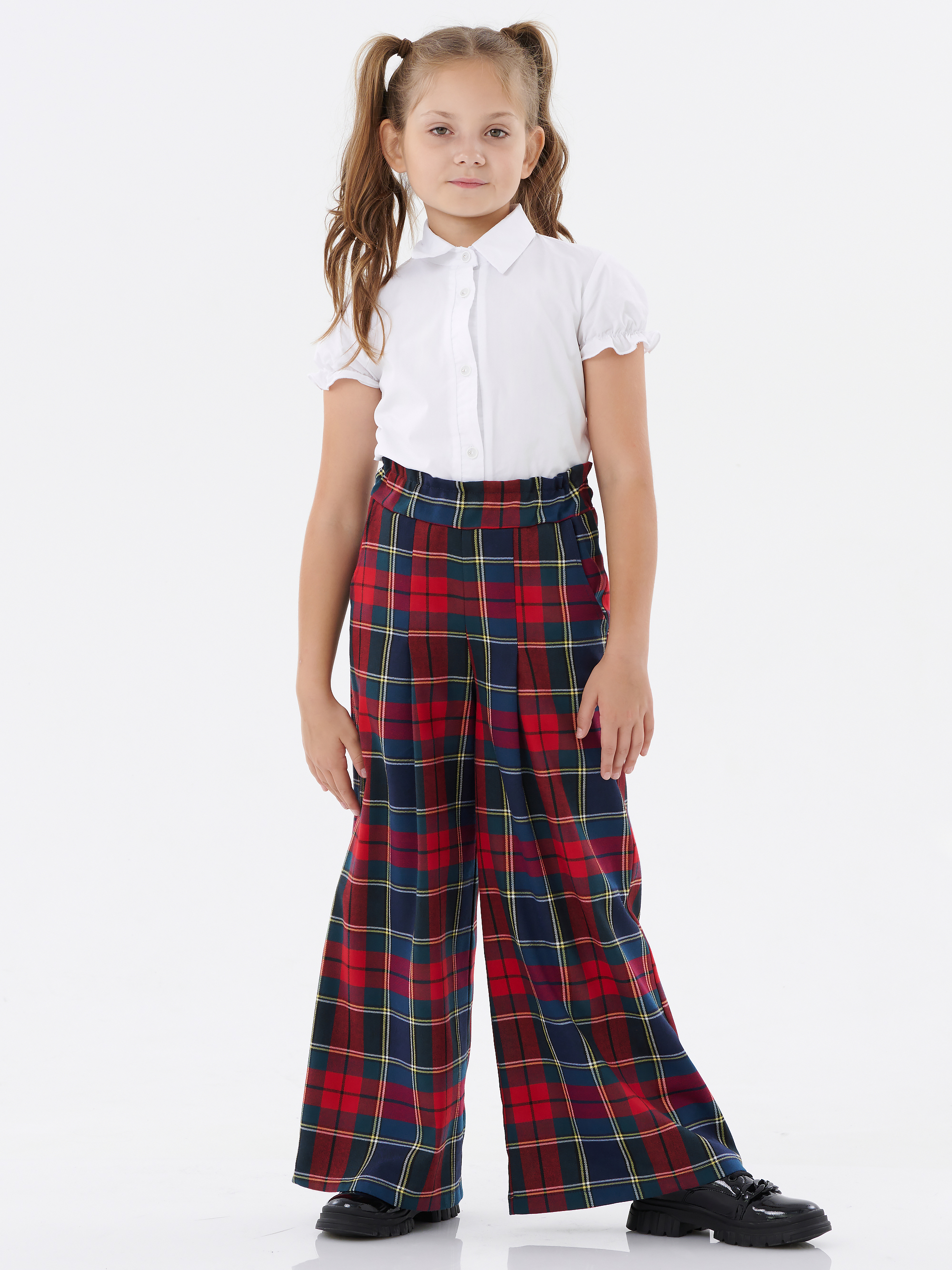 Брюки КрутышОк Т-051 зеленый, красный клетка - фото 4