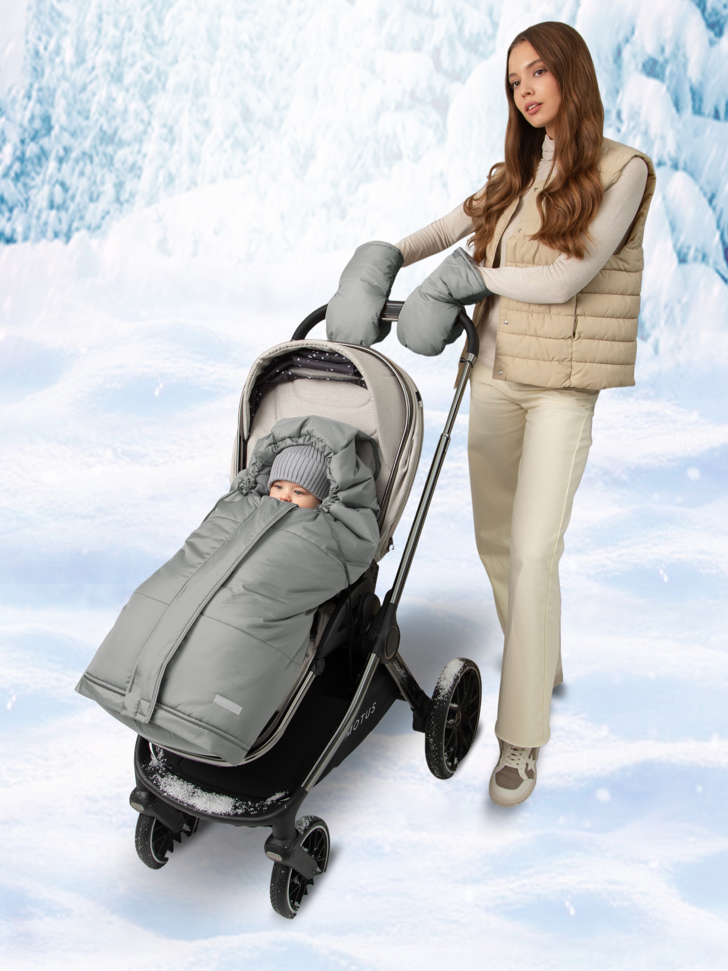 Конверт в коляску Amarobaby Frost Трансформер серебряный - фото 24