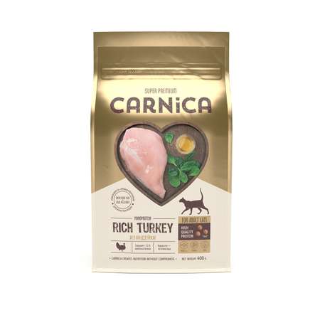 Корм для кошек Carnica 0,4кг с индейкой сухой