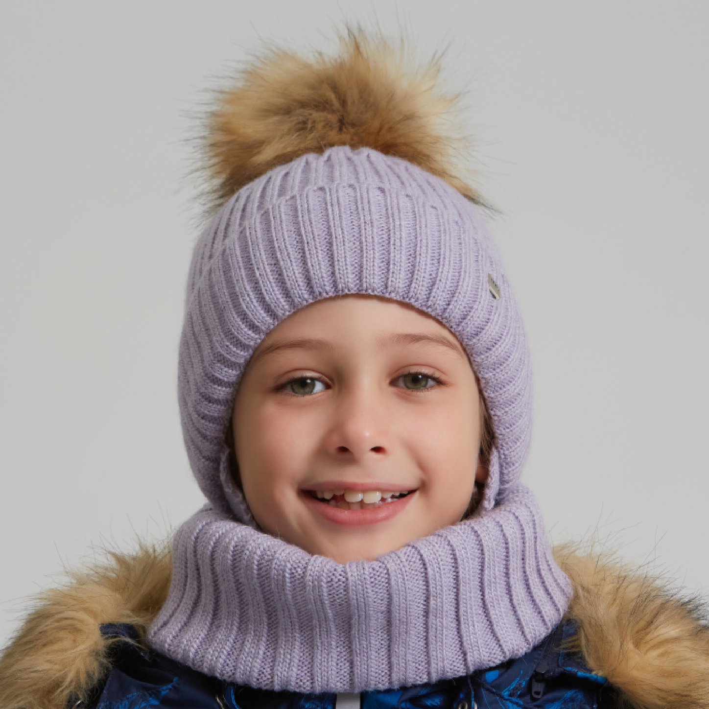 Шапка и снуд KUBRIO KU-H-112-FurPomREB-Lgrey - фото 10