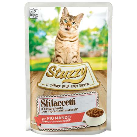 Корм для кошек Stuzzy 85г Sfilaccetti говядина в соусе пауч