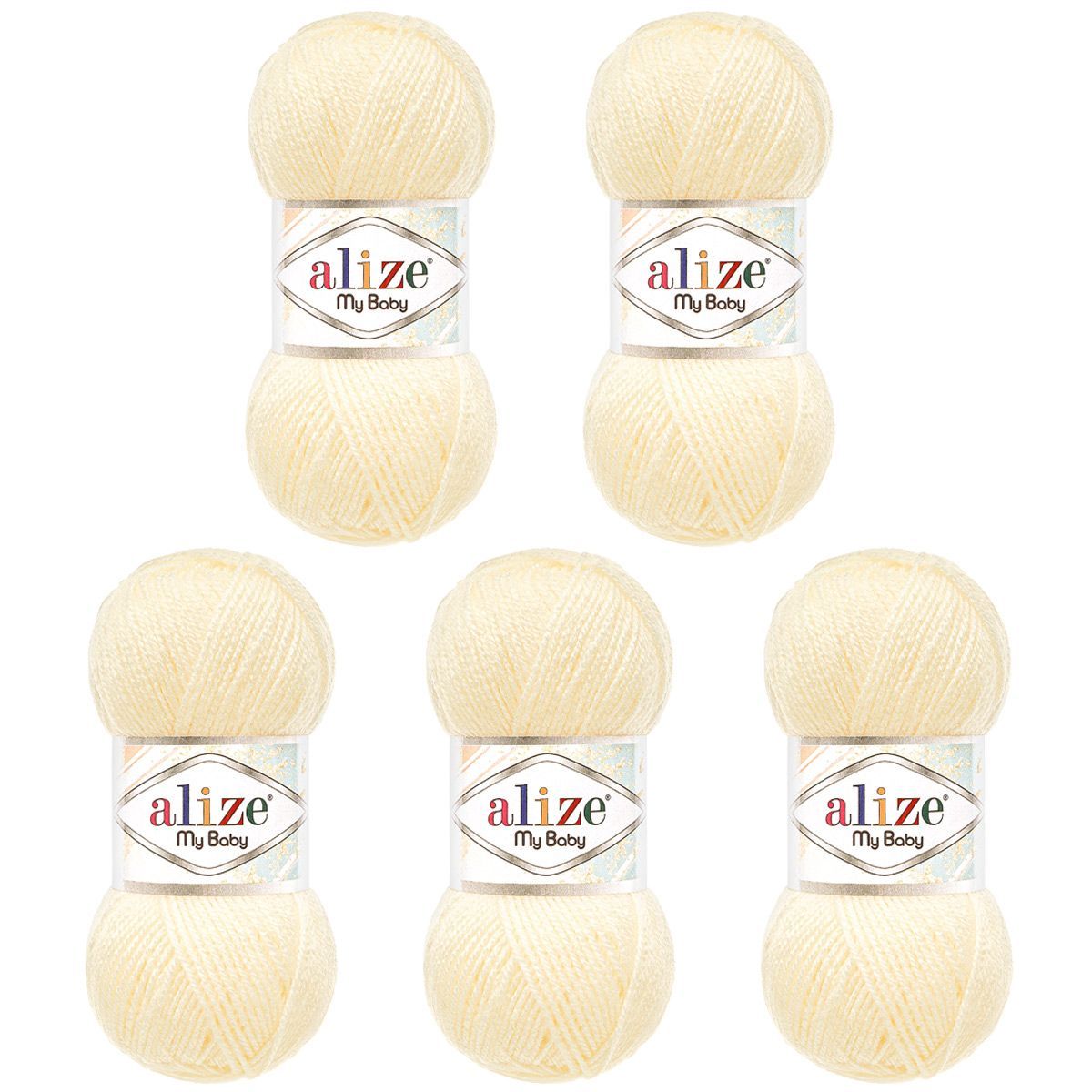 Пряжа для вязания Alize my baby 50 г 150 м акрил мягкая гипоаллергенная 62 молочный 5 мотков - фото 6