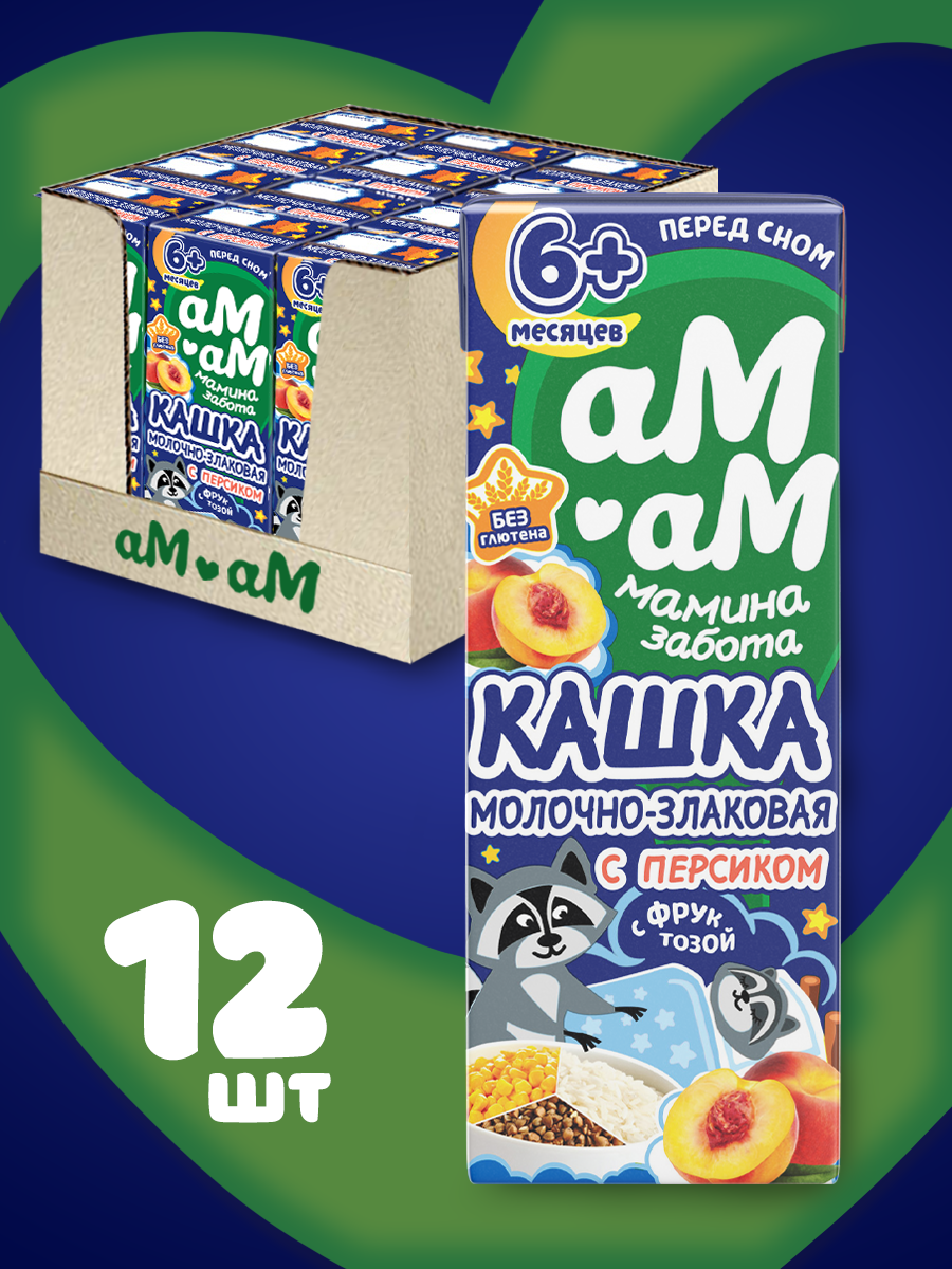 Каша детская молочная Ам-Ам злаковая с персиком - фото 1