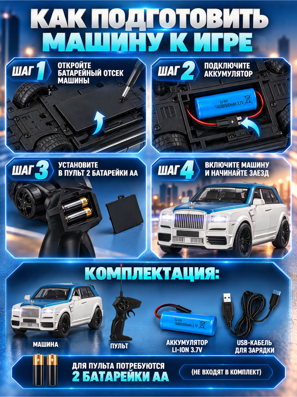 Внедорожник РУ AUTODRIVE сине-белый - фото 5
