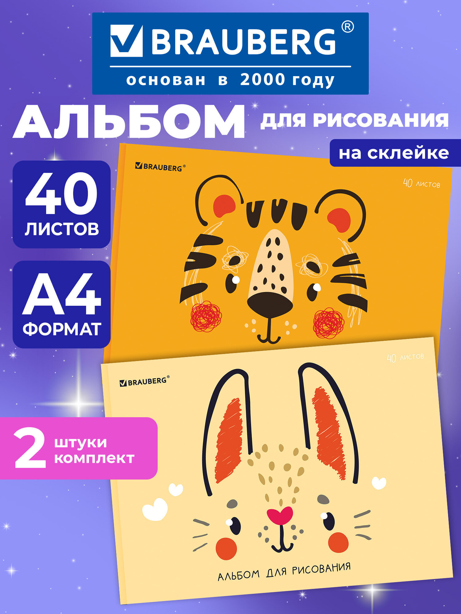 Альбом Brauberg А4 40 лист. 2 шт. - фото 1