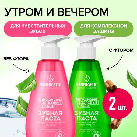 Зубная паста Synergetic без фтора, с фтором мята