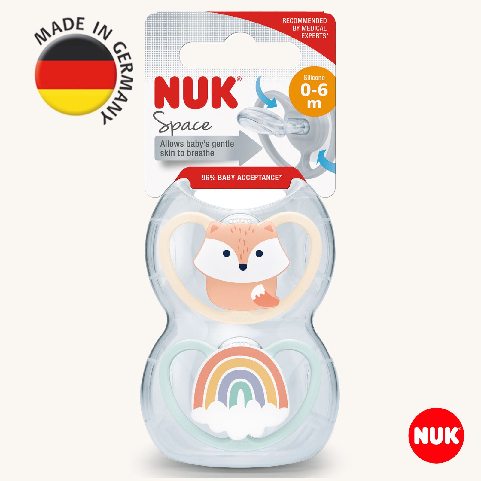Пустышка Nuk силикон ортодонтическая от 0 мес. 2 шт. - фото 1