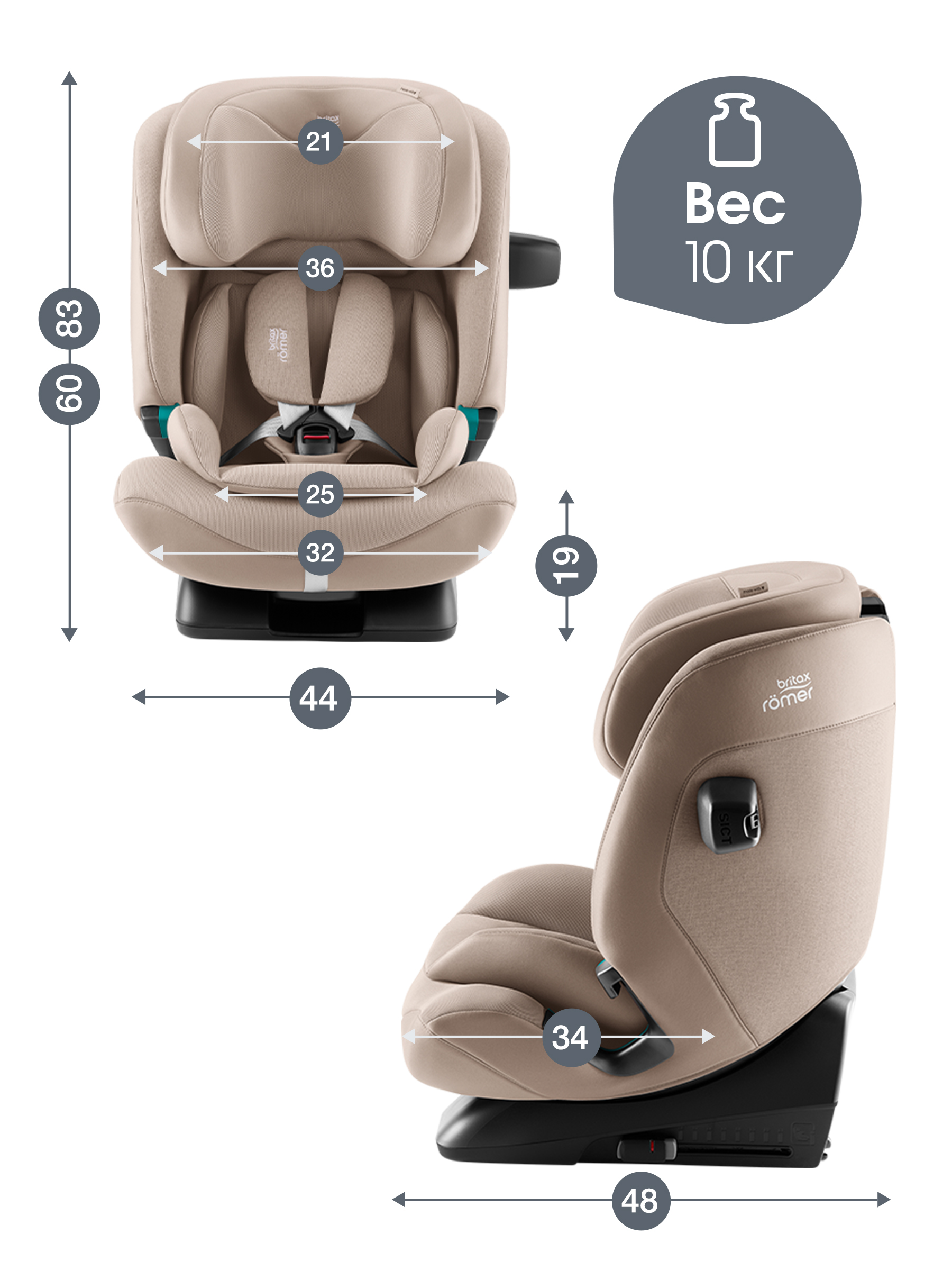 Автокресло Britax Roemer Advansafix Pro Style Isofix 1/2/3 (9-36 кг) бежевый - фото 14