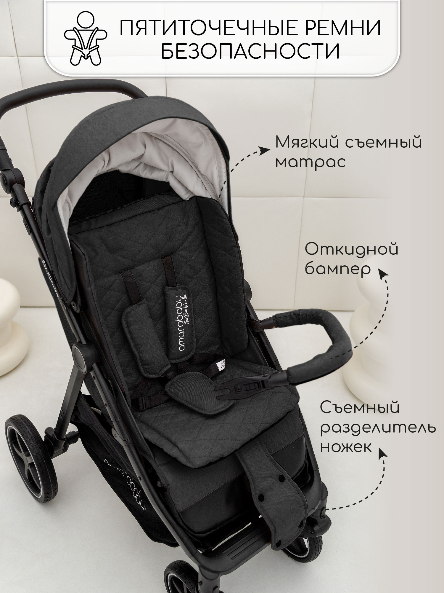 Коляска прогулочная Amarobaby StrollinJoy - фото 7
