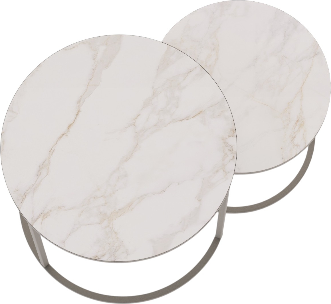 Стол журнальный SLINE Верона керамогранит 40/50 белый глянец/титан - фото 6