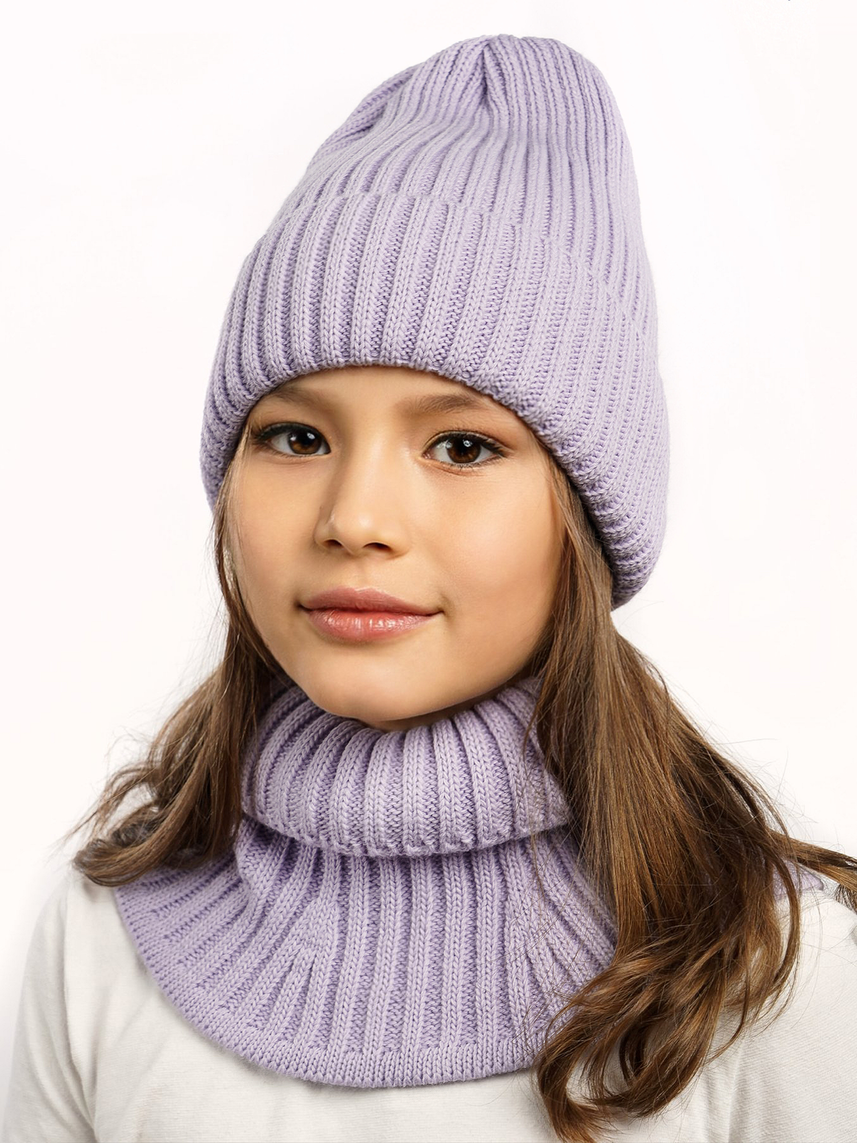 Шапка и снуд ПриКиндер U-W_233979 Цвет: Сиреневый - фото 1
