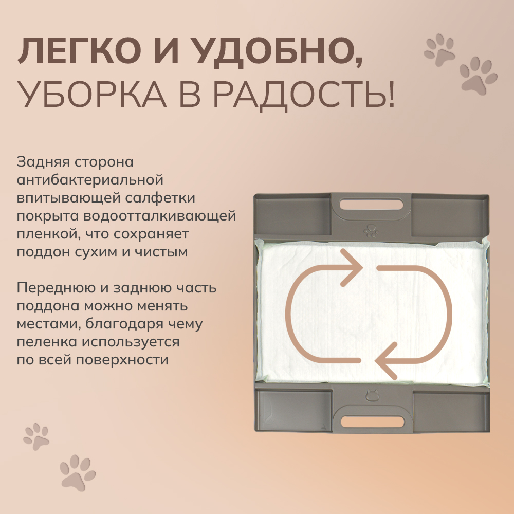 Cистемный туалет DeoToilet Unicharm Для крупных кошек открытого типа с высокими бортами цвет мокко набор - фото 7