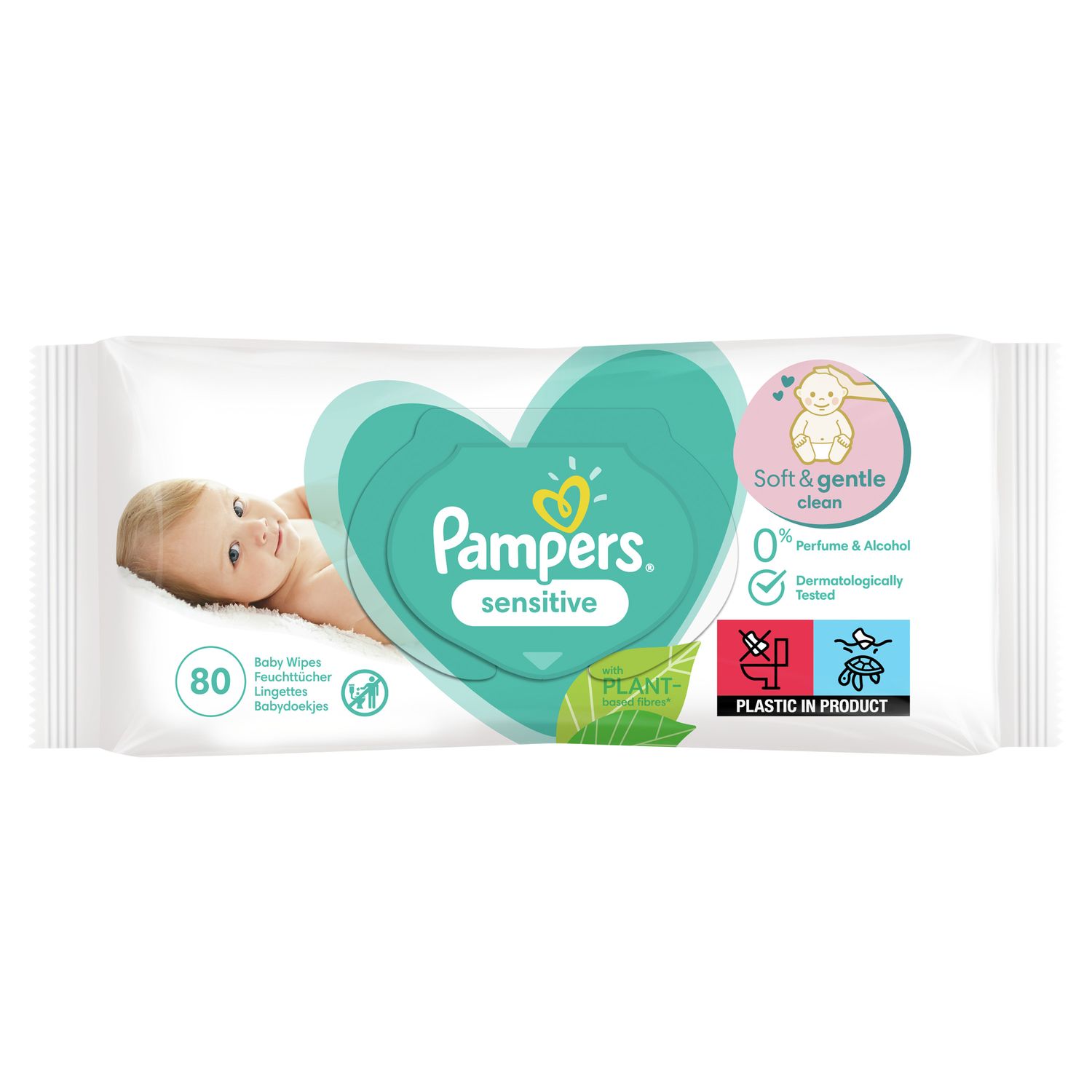 Изображение товара Влажные салфетки Pampers Sensitive 80 шт. для чувствительной кожи Изображение товара Влажные салфетки Pampers Sensitive 80 шт. для чувствительной кожи