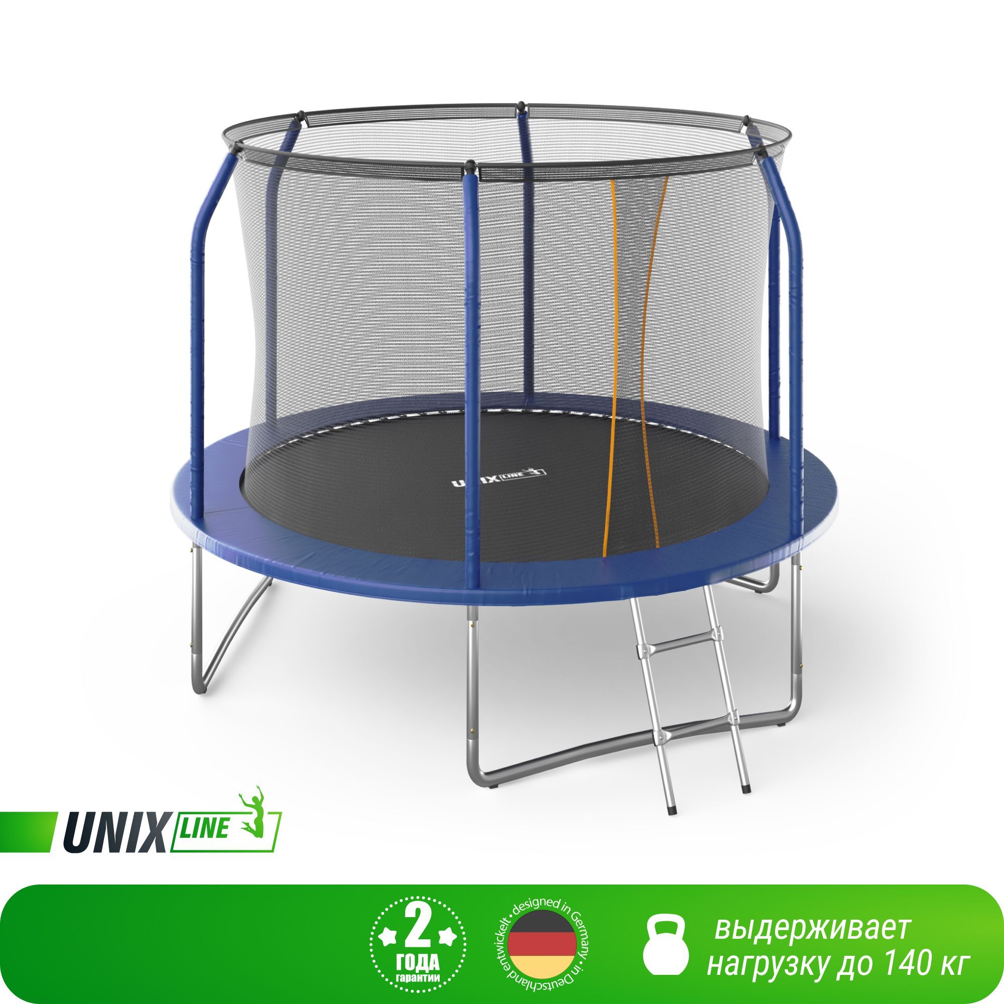 Батут каркасный supreme basic UNIX line 8 ft Blue общий диаметр 244 см до 140 кг прыжковой зоны 190 см - фото 2