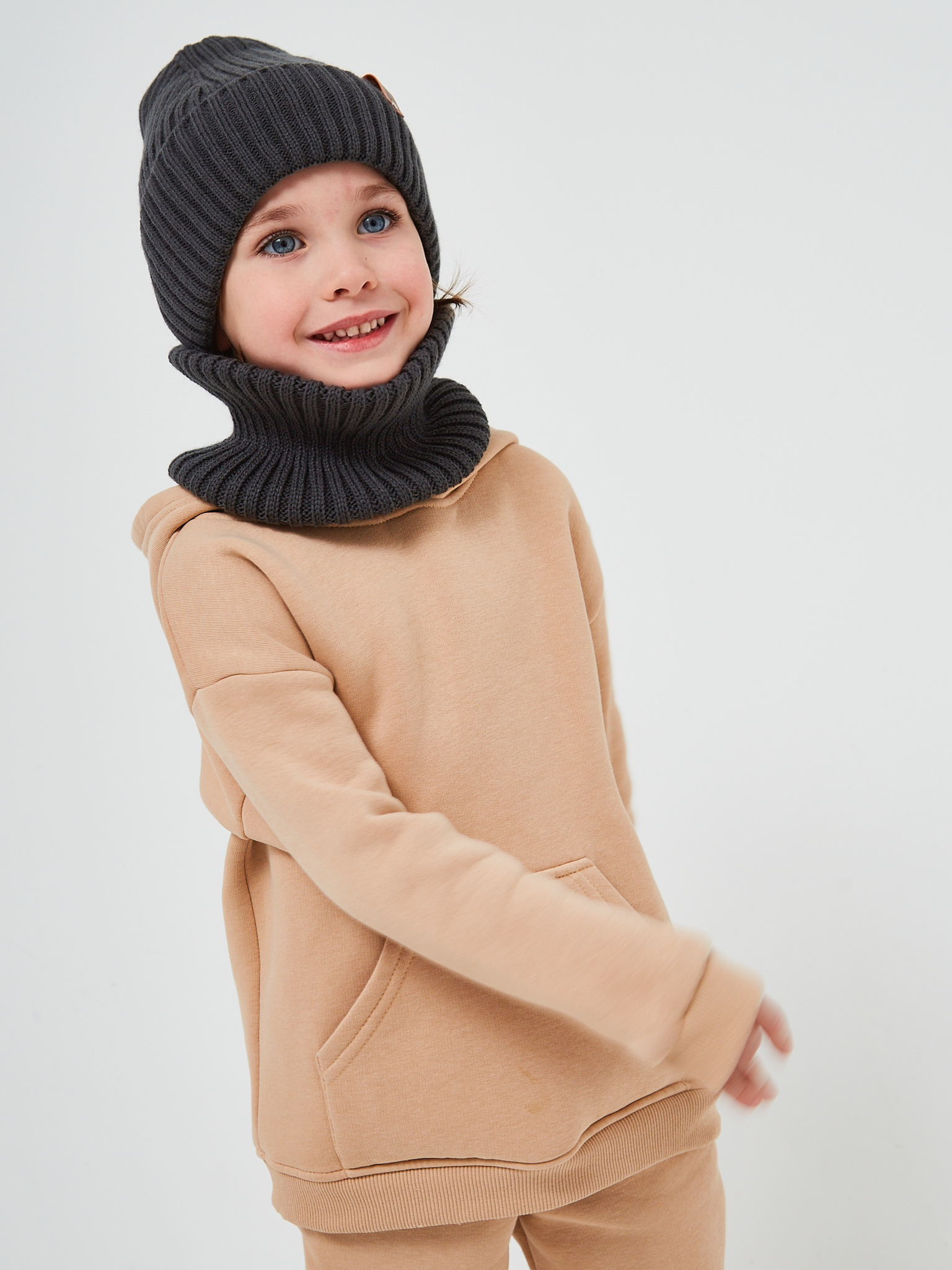 Шапка и снуд NYCkids NYC-H-53-poloski-graphiteB - фото 9