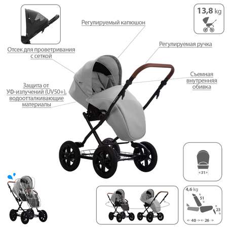 Коляска 2 в 1 Bebetto Aquarius PRO