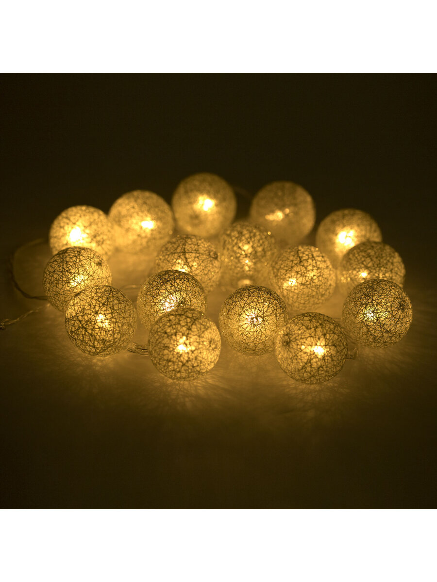 Гирлянда нить новогодняя Золотая сказка интерьерная для дома и на елку Шарики на батарейках светодиодная - фото 11