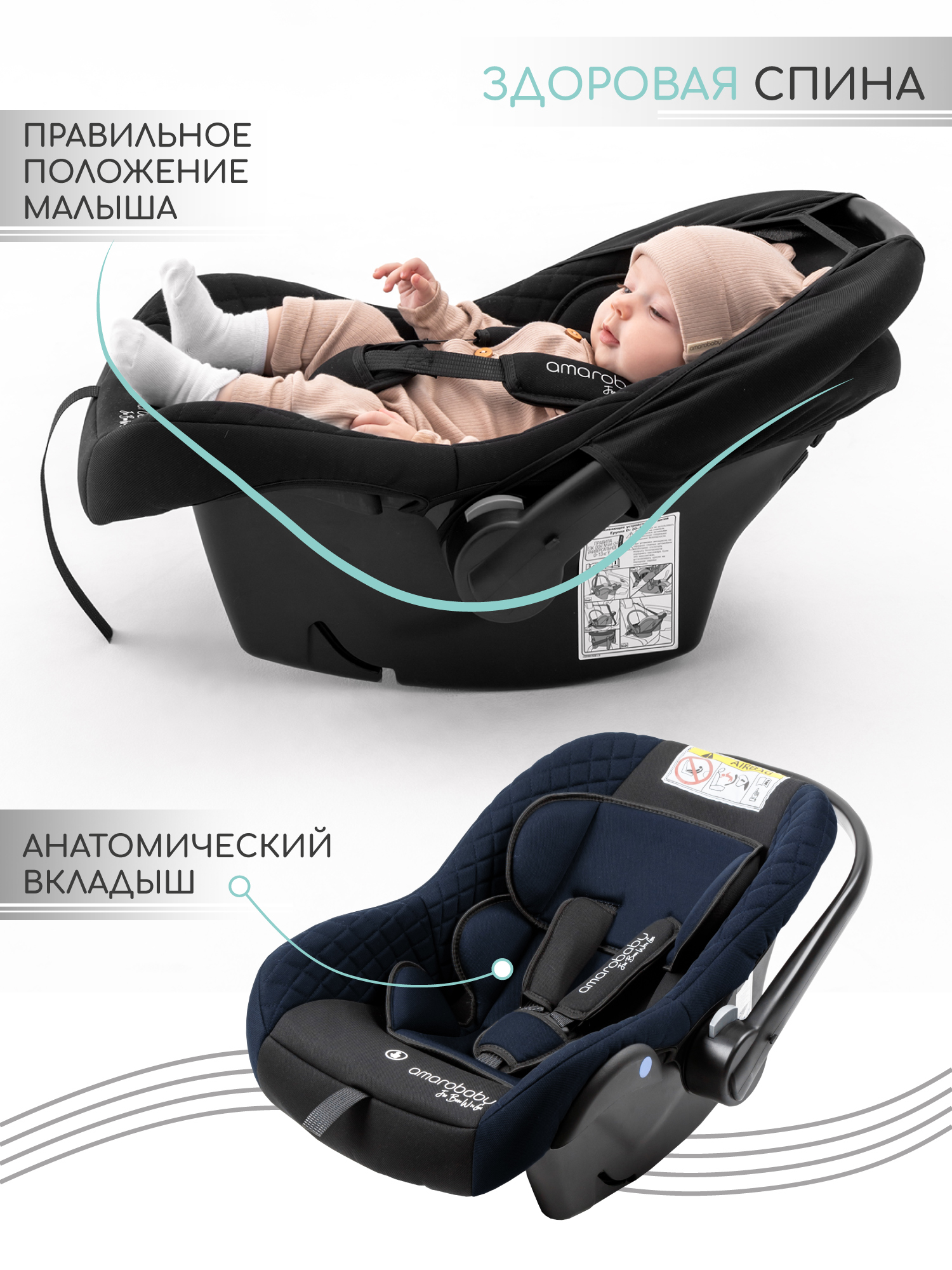 Автокресло Amarobaby Baby comfort 0 (0 -13 кг) синий - фото 4