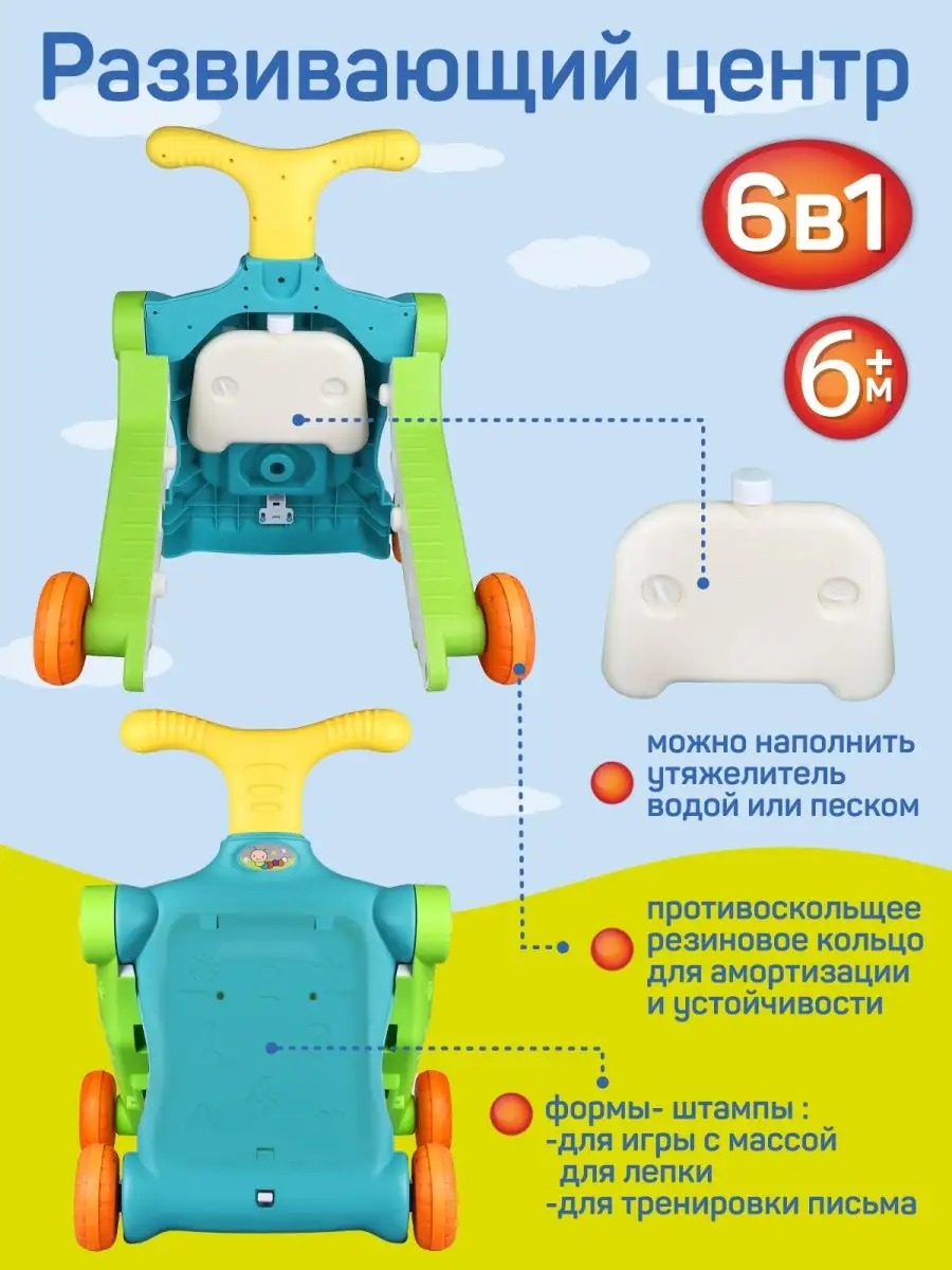 Ходунки каталка Smart Baby Музыкальный бизиборд 6 в 1 - фото 5