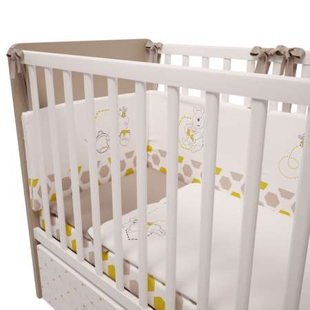 Детская кроватка Polini kids прямоугольная, поперечный маятник (бежевый, белый)