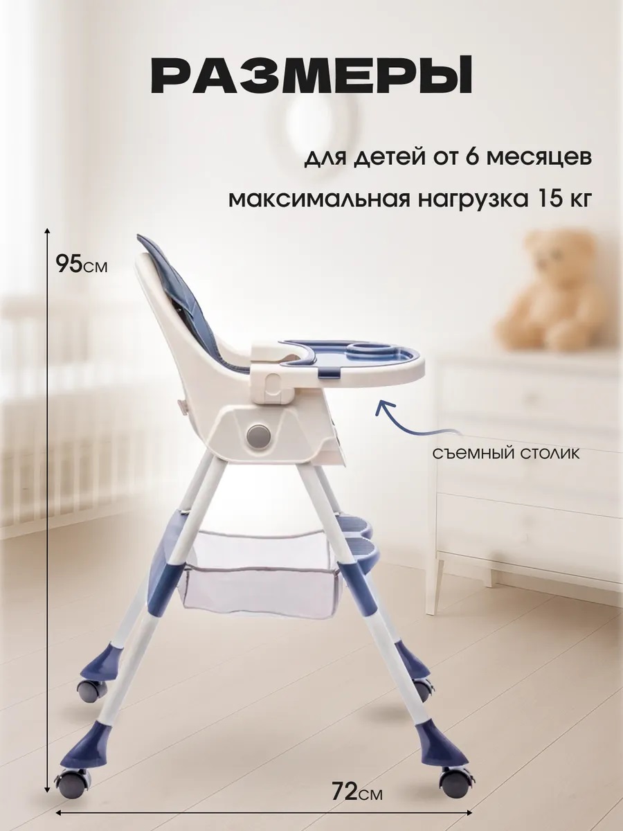 Стульчик для кормления TOMMY синий классический - фото 2