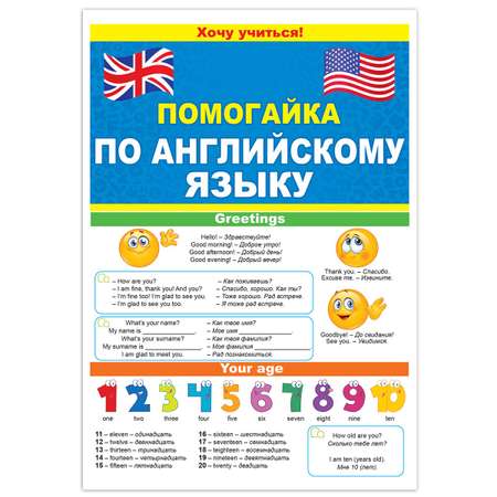 Буклет Открытая планета Помогайка по английскому языку начальный уровень