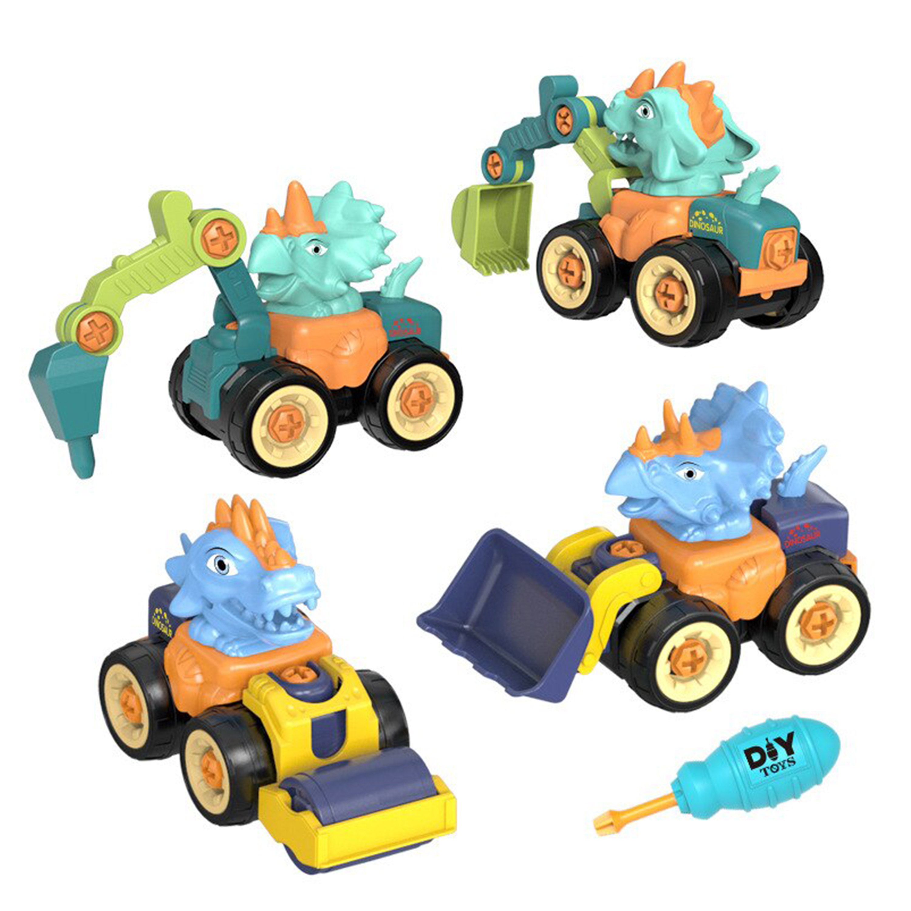Конструктор SHARKTOYS Машинки с динозаврами мягкий - фото 1