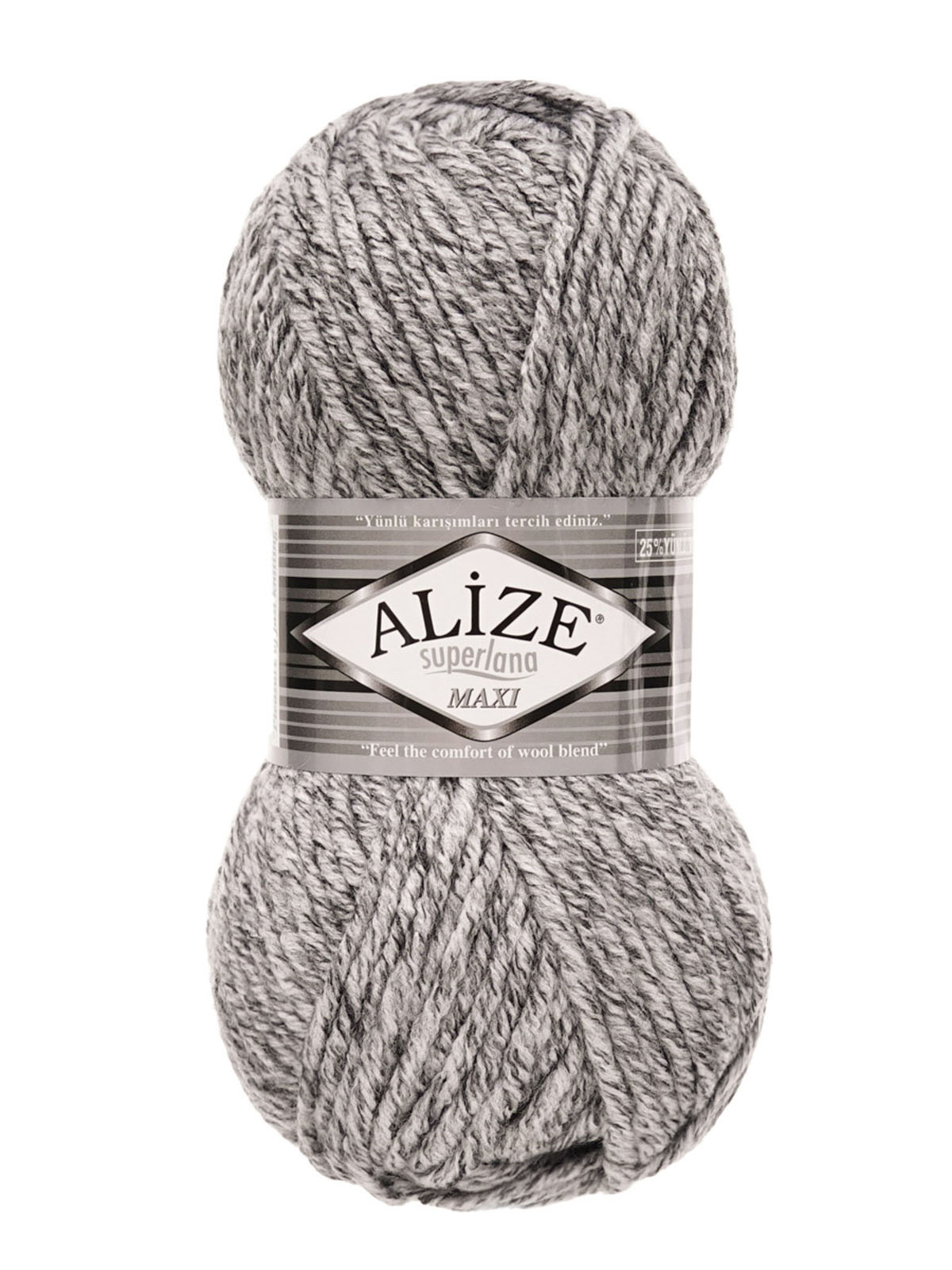 Пряжа Alize полушерстяная Superlana maxi 100 гр 100 м 5 мотков 801 серый жаспе - фото 4