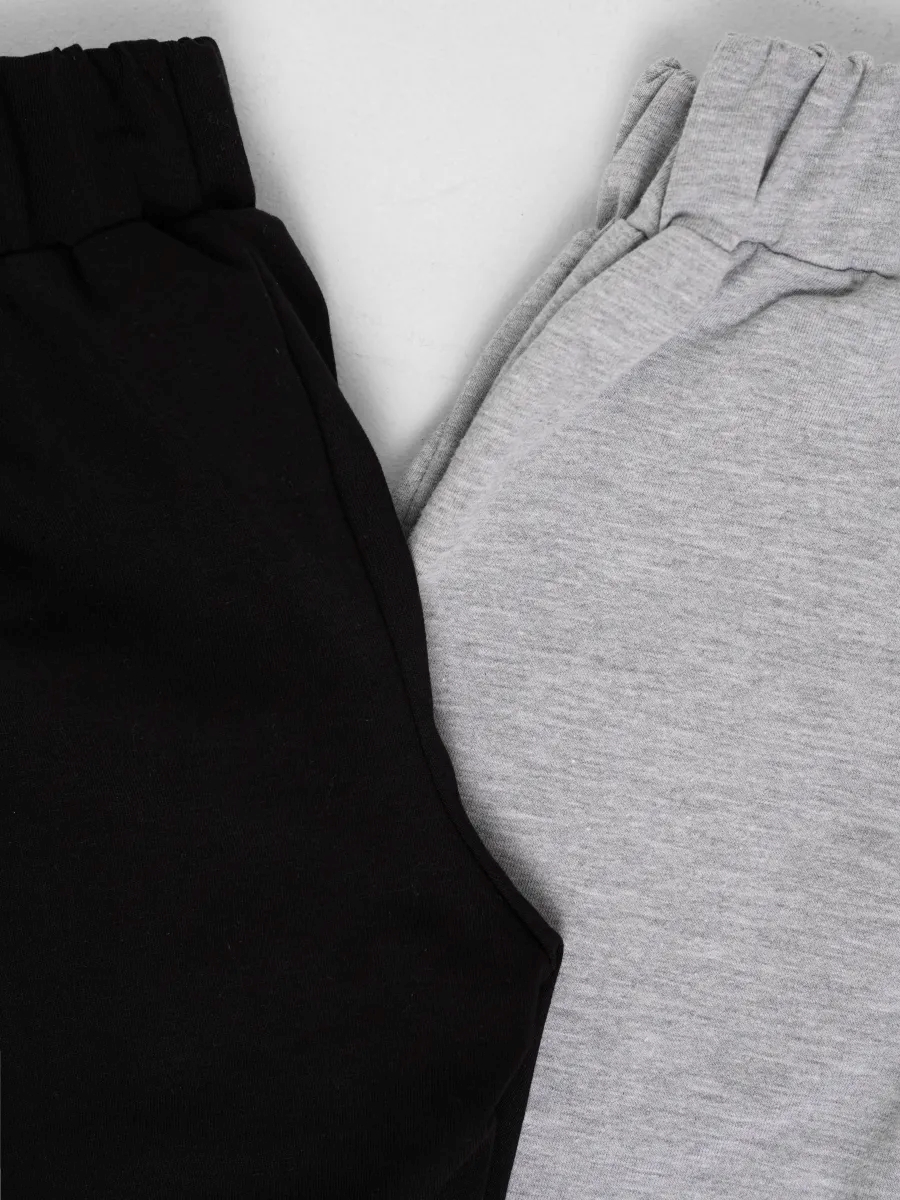 Брюки 2 шт Супер Пупс 2пр/штаны/черный/серый меланж - фото 2