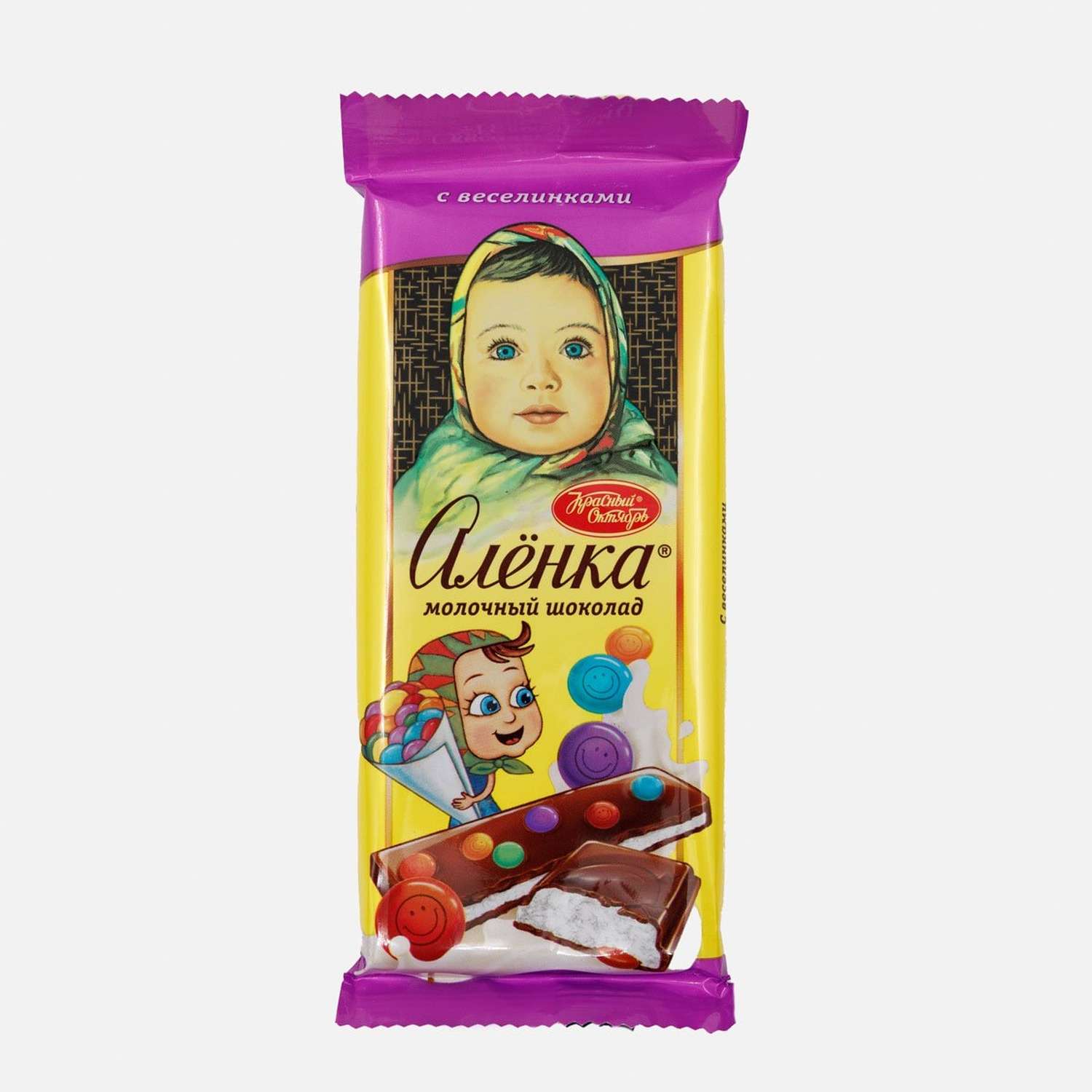 Шоколад Красный Октябрь Аленка с молочной начинкой и веселинками 87г - фото 1