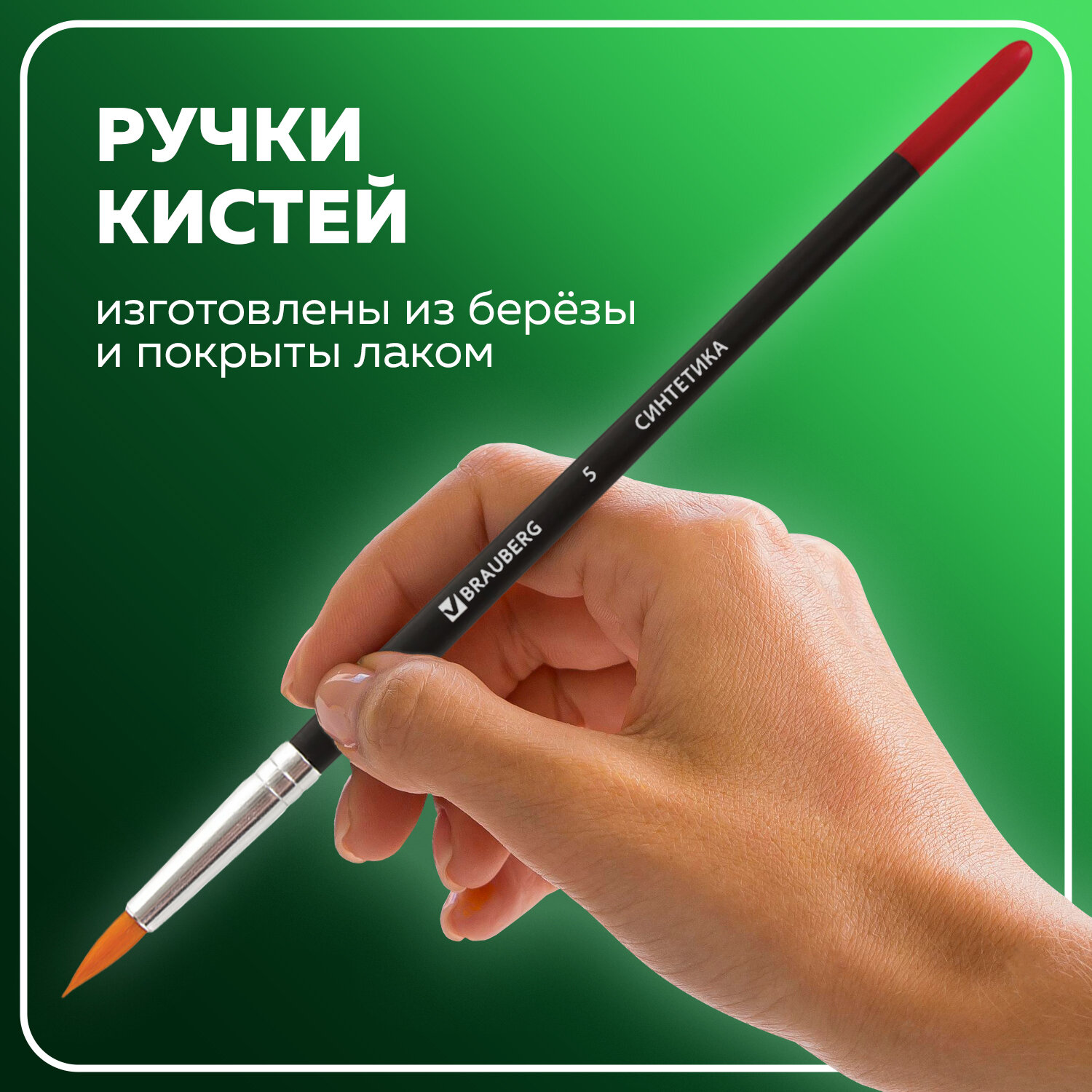 Кисть Brauberg 5 шт. (синтетика) - фото 5