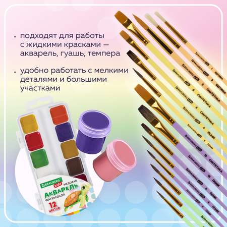 Кисть Brauberg 15 шт. (синтетика, щетина, пони)