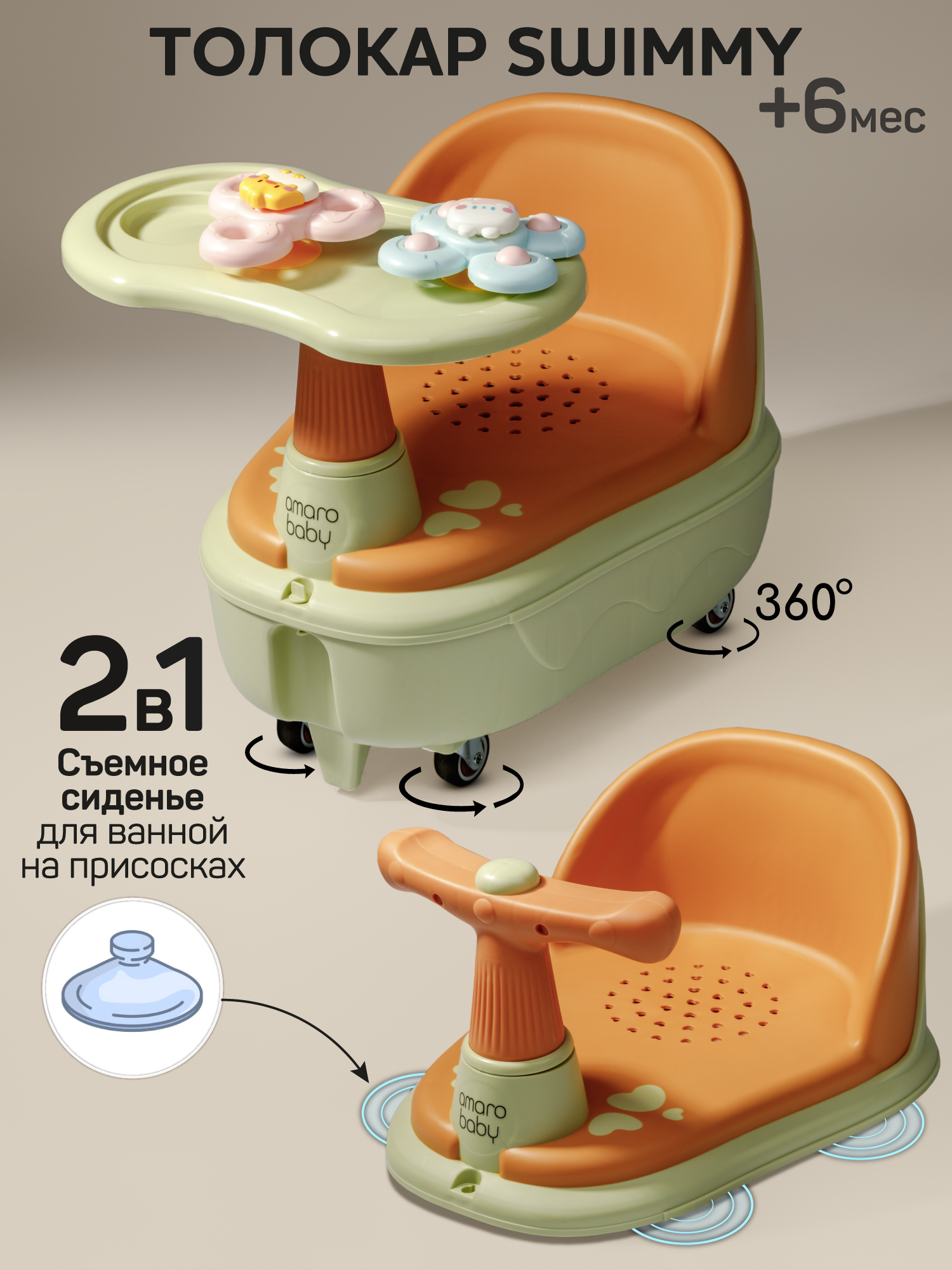 Пушкар Amarobaby Swimmy зеленый - фото 1