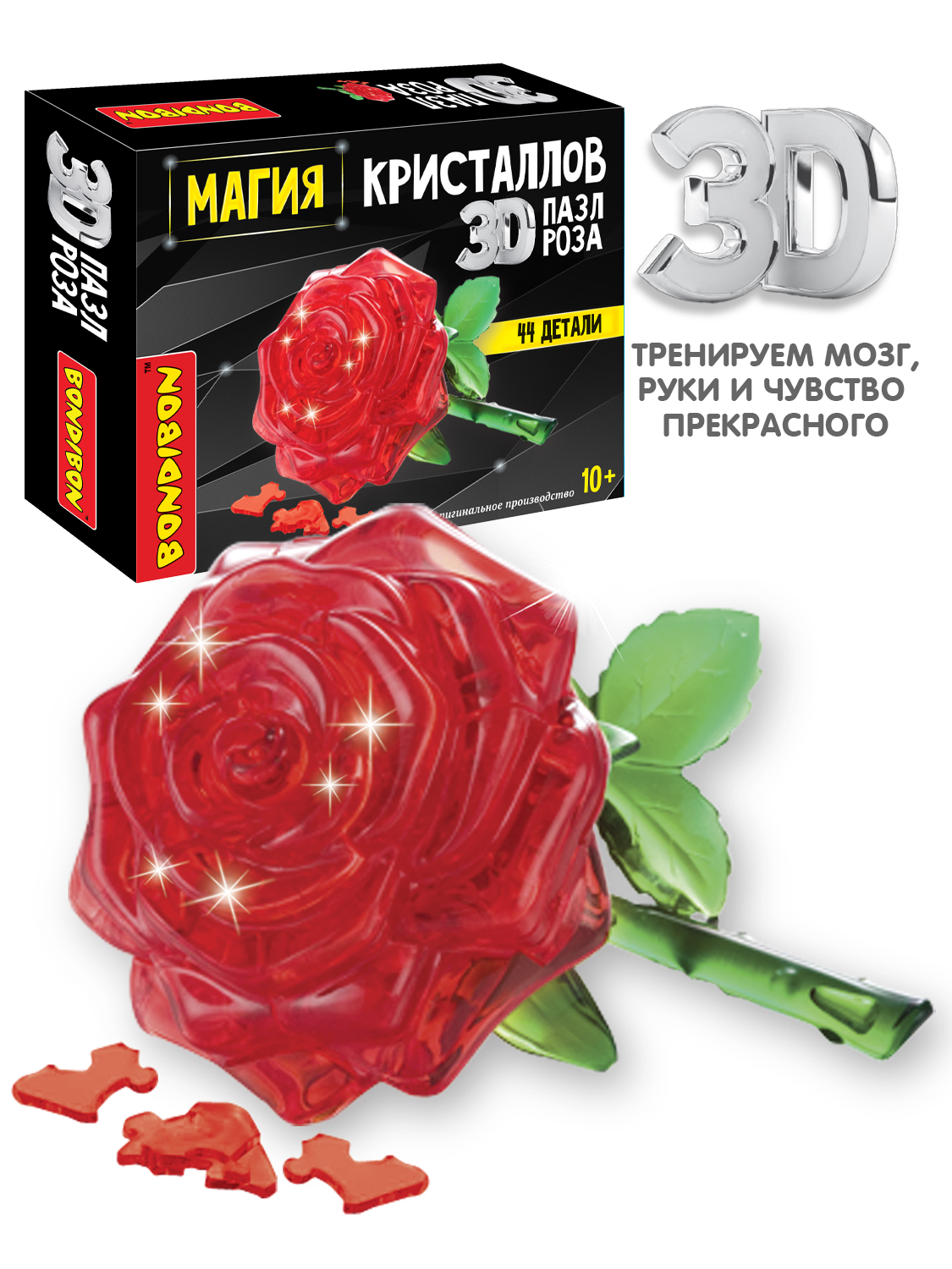 Пазл Bondibon кристаллический Роза 3D - фото 1