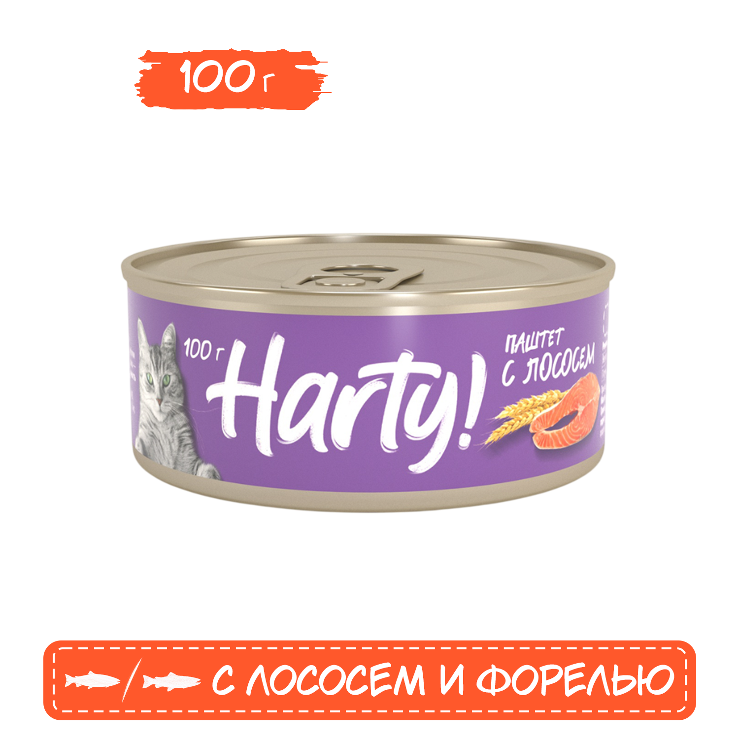 Корм для кошек Harty 100г паштет с лососем и форелью для взрослых консервированный - фото 1