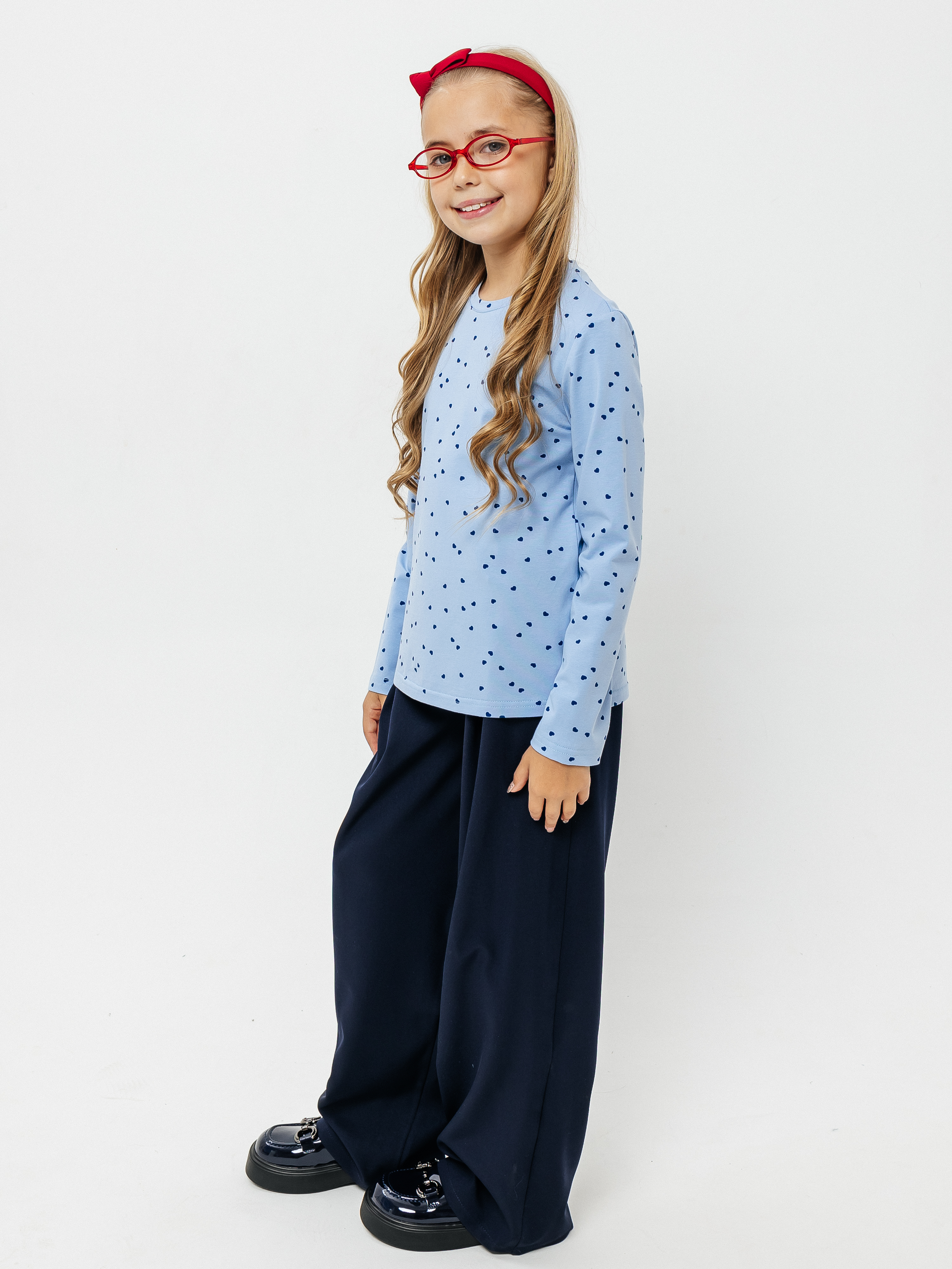 Лонгслив Селтекс Ю_ДК68 голубой/сердечки мини синий - фото 3