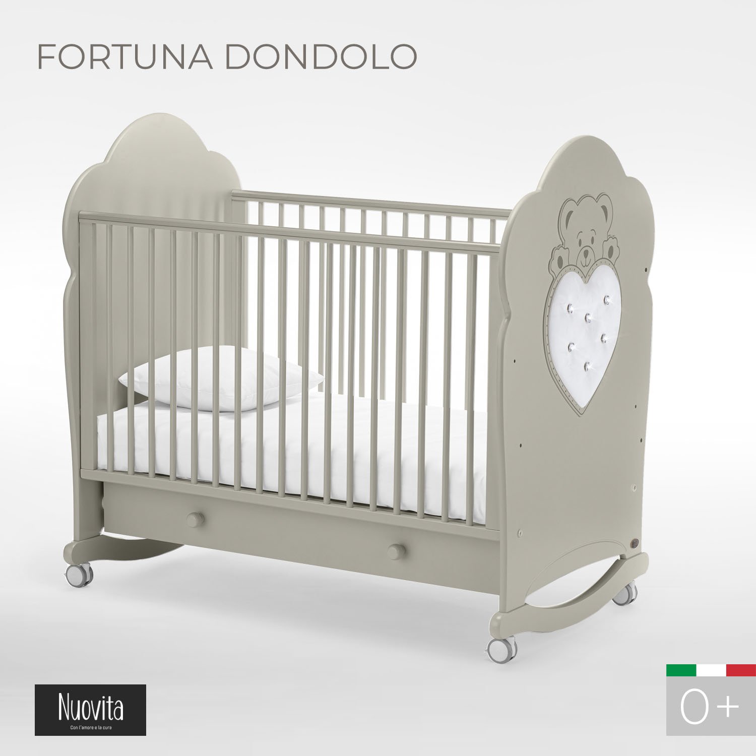 Детская кроватка Nuovita Fortuna dondolo, без маятника (серый) - фото 1