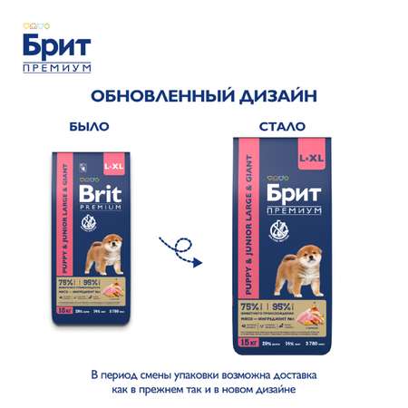 Корм для собак Brit 15кг Premium Dog Puppy and Junior Large and Giant с курицей