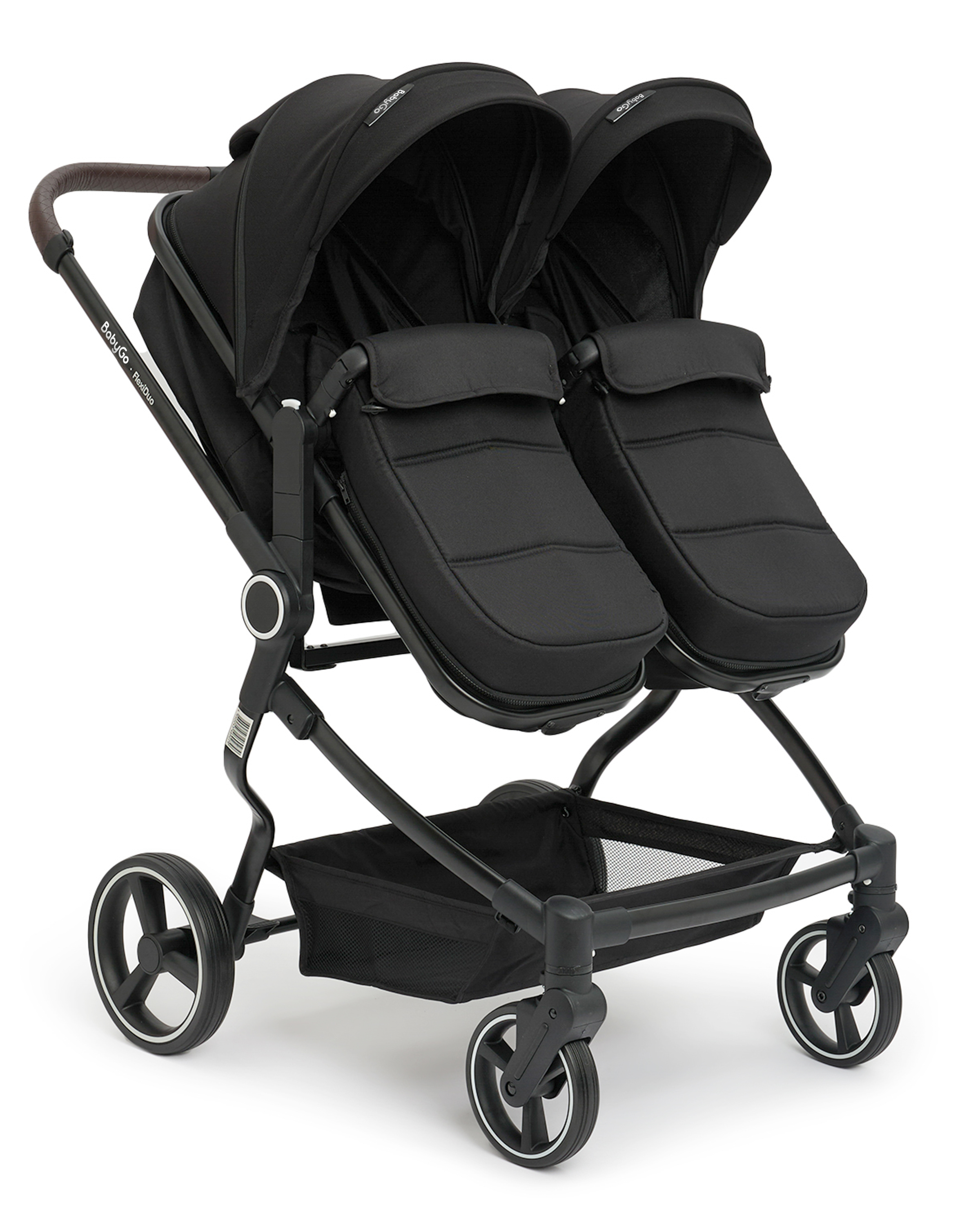 Коляска прогулочная для двойни BabyGo Flexi Duo New черный - фото 14