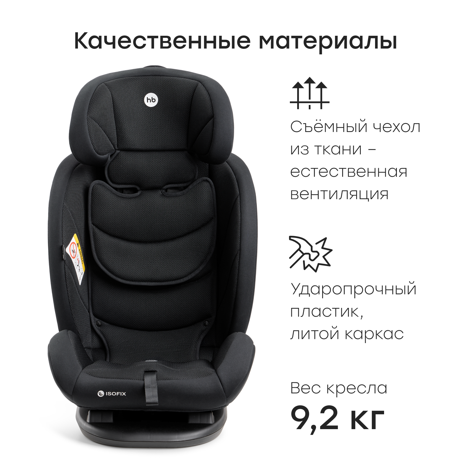 Автокресло Happy Baby Orex Isofix 0+/1/2/3 (0-36 кг) черный - фото 6