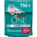 Корм для кошек Purina One с высоким содержанием говядины и цельными злаками сухой 750г
